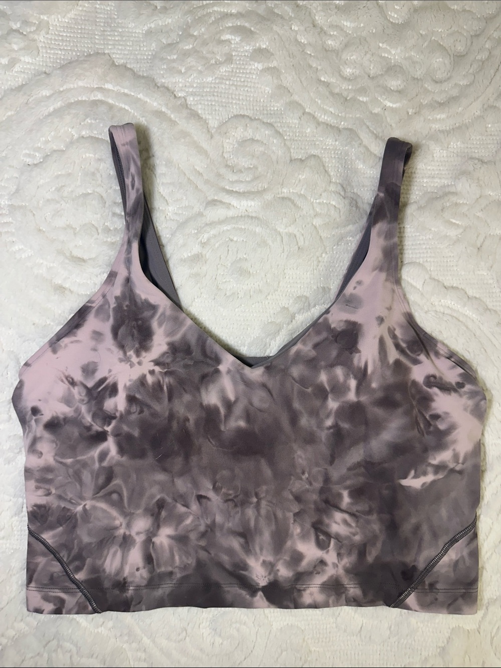 lululemon athletica Mauve-Tone tie dye Logo 
Cropped Activewear Top